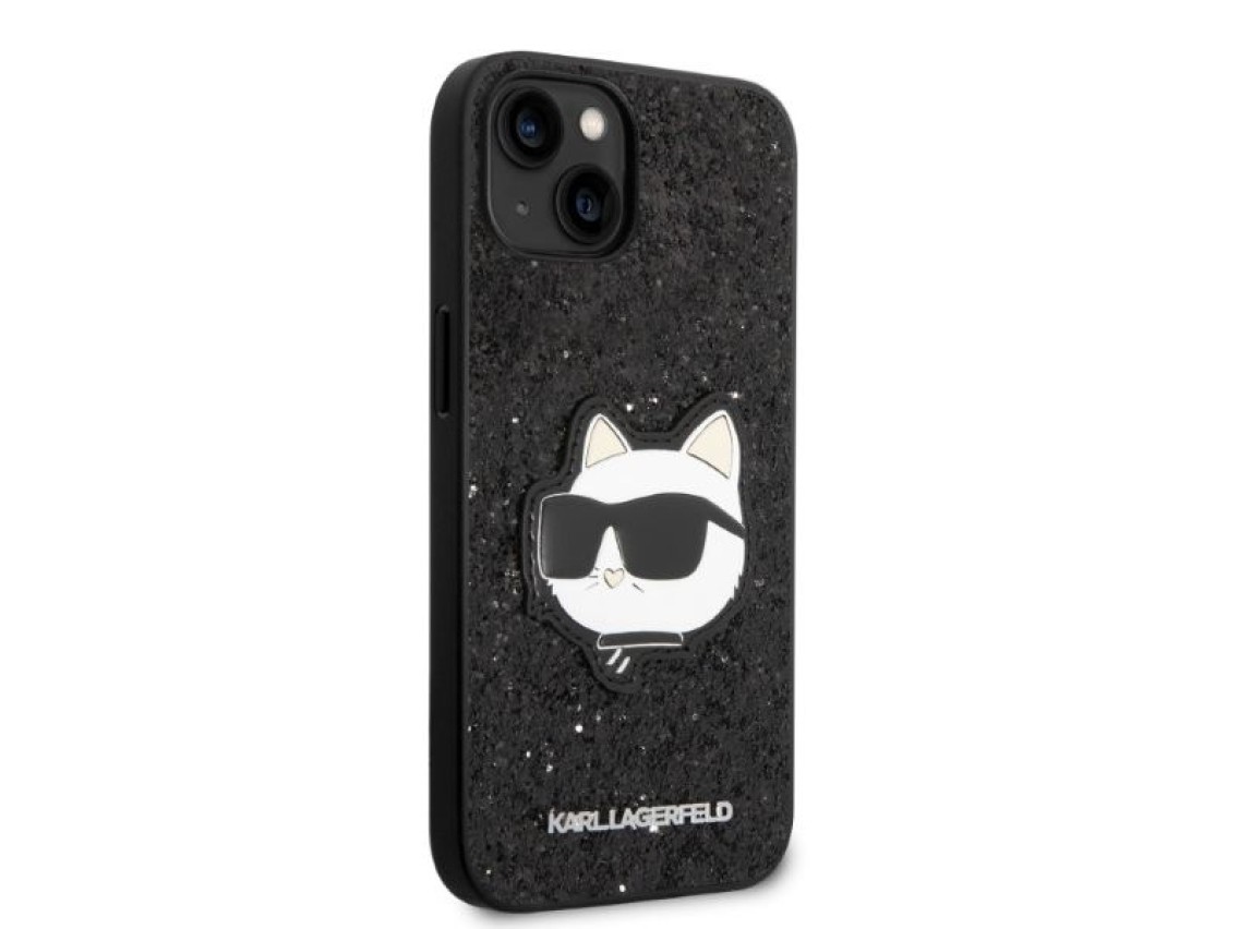 Karl Lagerfeld KLHCP14MG2CPK iPhone 14 Plus 6.7" negro/negro carcasa rígida Glitter Choupette Patch