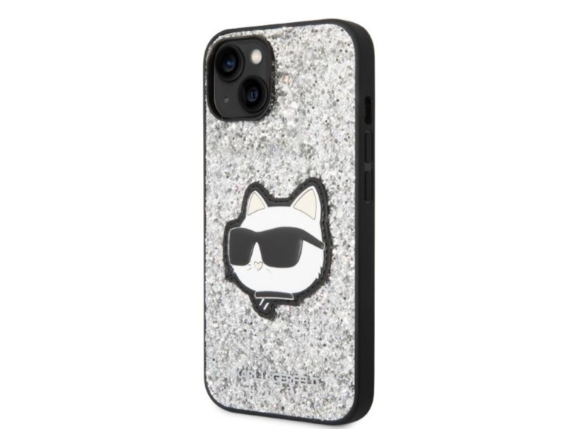 Capa rígida prateada/prateada Karl Lagerfeld KLHCP14SG2CPS para iPhone 14 de 6,1 polegadas com glitt