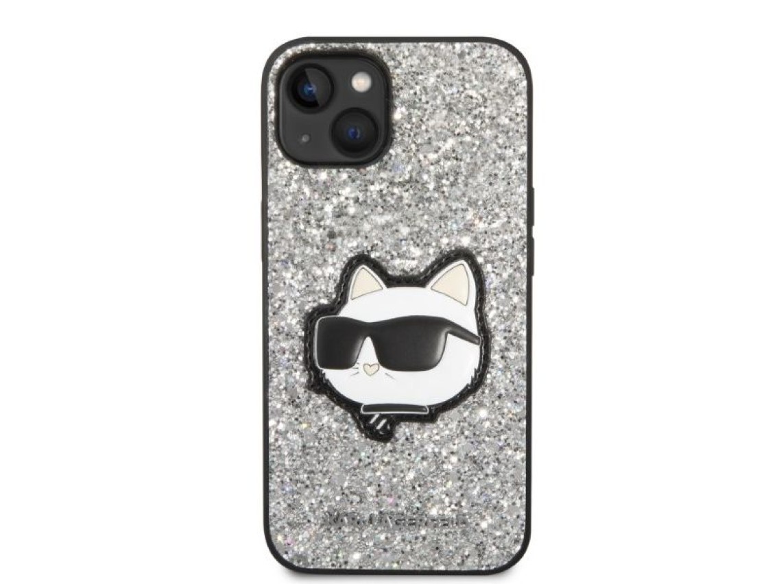 Capa rígida prateada/prateada Karl Lagerfeld KLHCP14SG2CPS para iPhone 14 de 6,1 polegadas com glitt