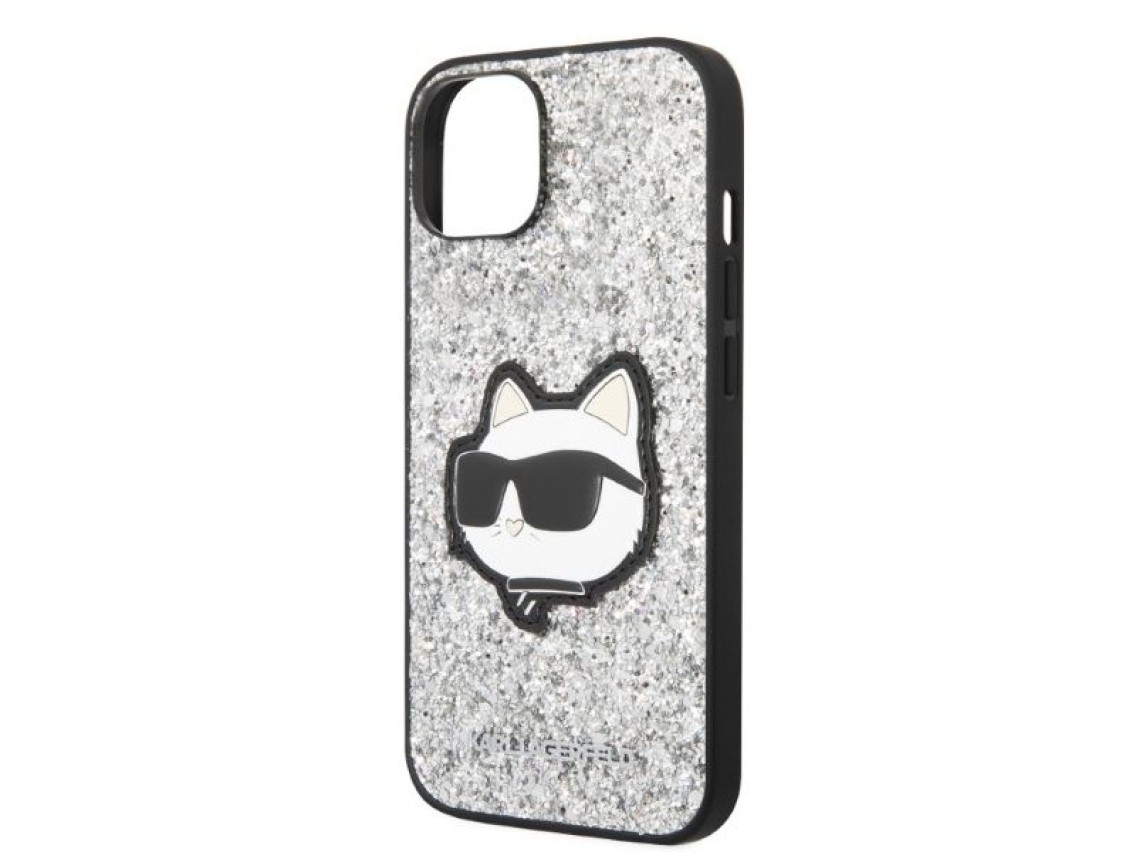 Capa rígida prateada/prateada Karl Lagerfeld KLHCP14SG2CPS para iPhone 14 de 6,1 polegadas com glitt