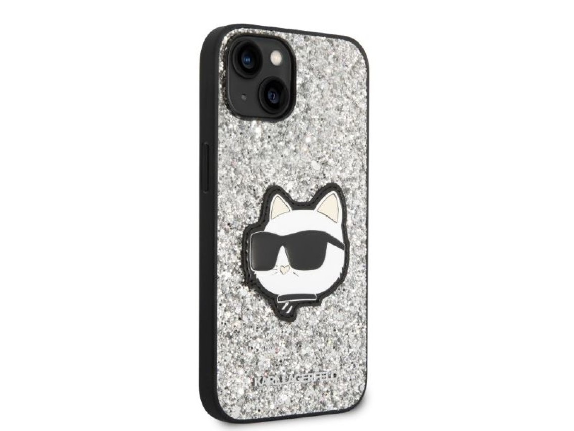 Capa rígida prateada/prateada Karl Lagerfeld KLHCP14MG2CPS para iPhone 14 Plus de 6,7 polegadas com