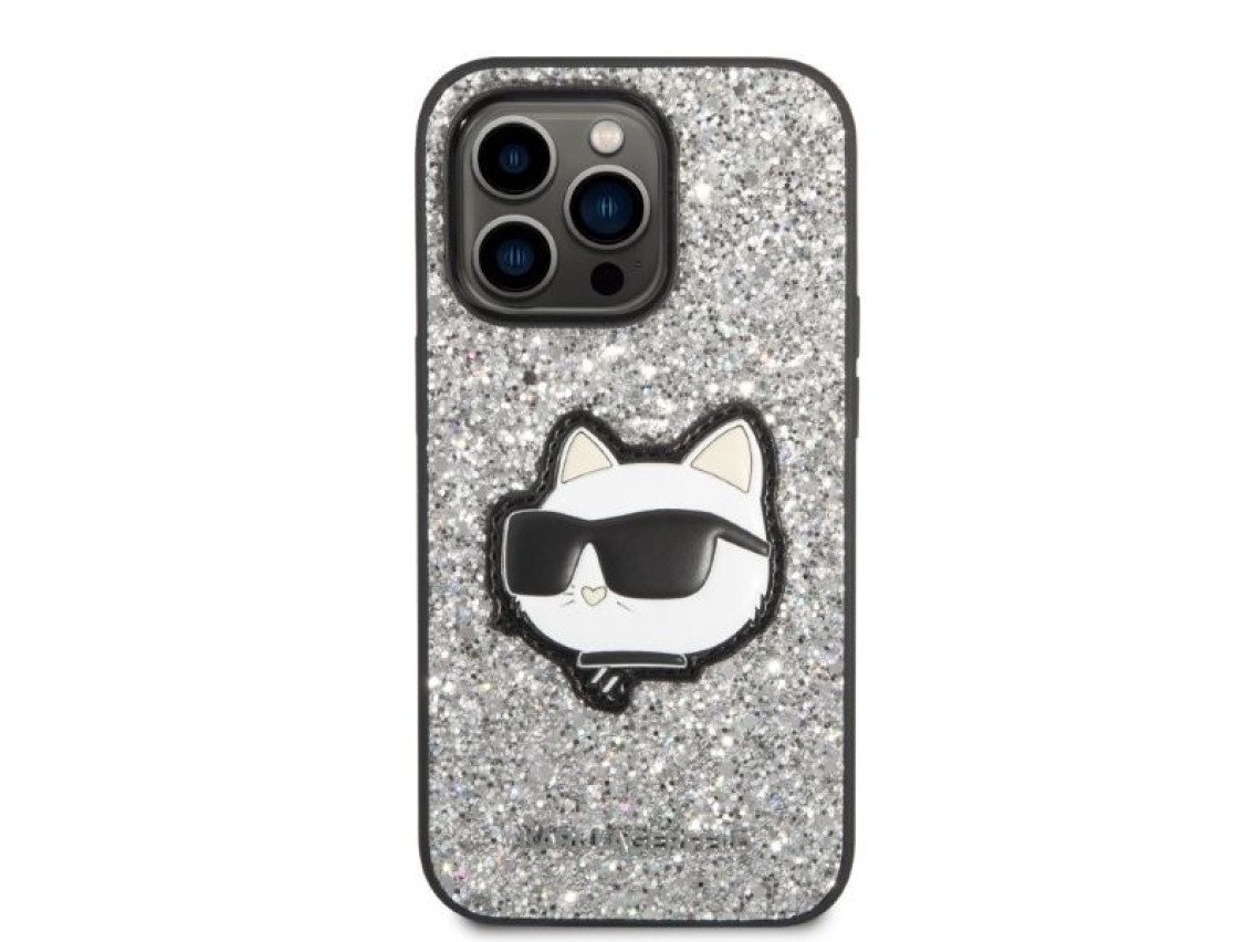 Karl Lagerfeld KLHCP14LG2CPS iPhone 14 Pro 6.1" silver/silver hardcase Glitter Choupette Patch
