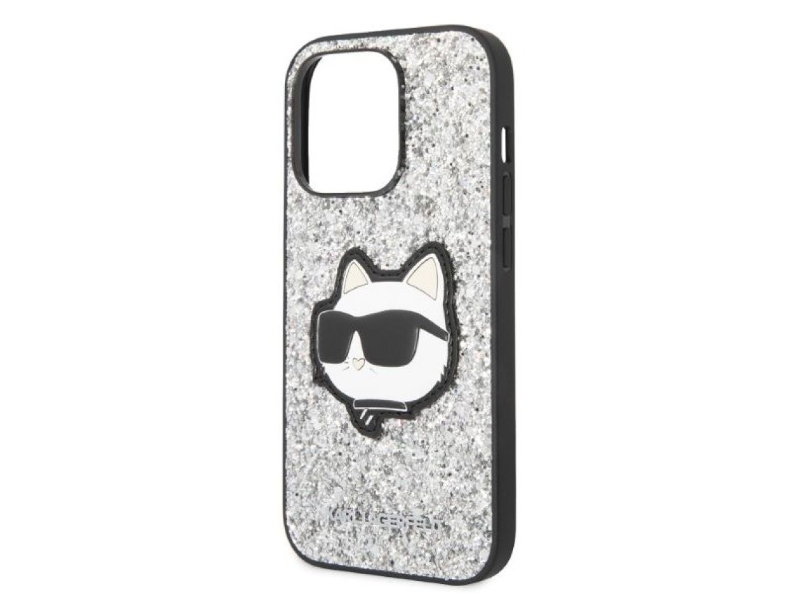 Karl Lagerfeld KLHCP14LG2CPS iPhone 14 Pro 6.1" silver/silver hardcase Glitter Choupette Patch