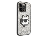 Capa rígida prateada/prateada Karl Lagerfeld KLHCP14XG2CPS para iPhone 14 Pro Max 6.7" com glitter e Capa rígida prateada/prateada Karl Lagerfeld KLHCP14XG2CPS para iPhone 14 Pro Max 6.7" com glitter e