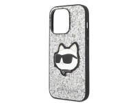 Capa rígida prateada/prateada Karl Lagerfeld KLHCP14XG2CPS para iPhone 14 Pro Max 6.7" com glitter e Capa rígida prateada/prateada Karl Lagerfeld KLHCP14XG2CPS para iPhone 14 Pro Max 6.7" com glitter e