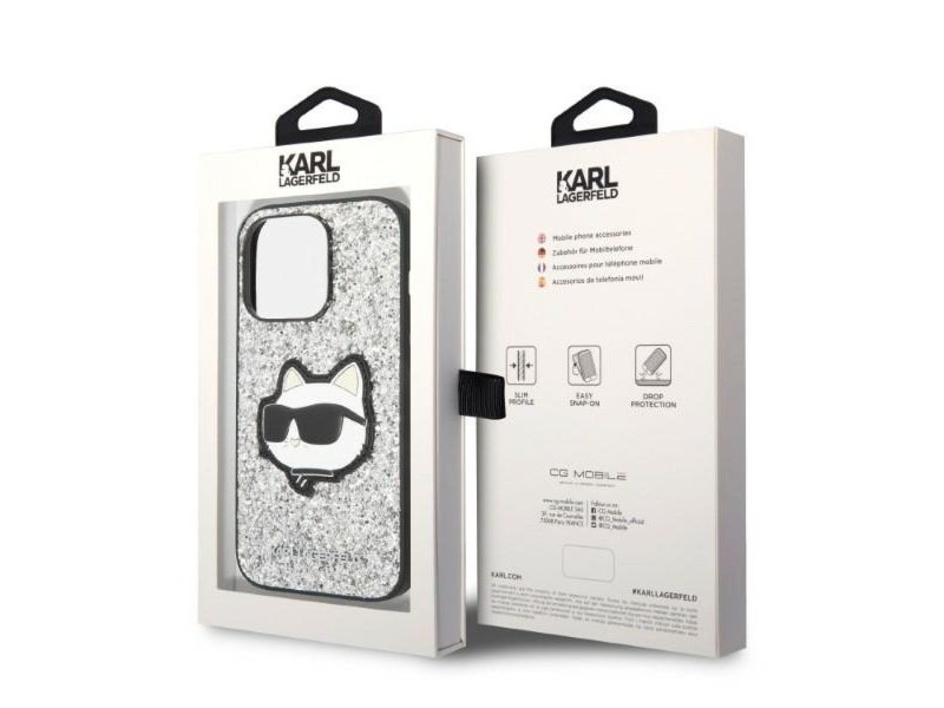 Capa rígida prateada/prateada Karl Lagerfeld KLHCP14XG2CPS para iPhone 14 Pro Max 6.7