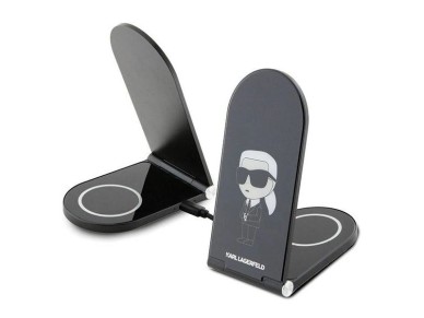 Karl Lagerfeld Ikonik MagSafe 15W inductive charger, foldable 2in1 - black