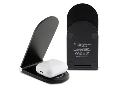 Karl Lagerfeld Ikonik MagSafe 15W inductive charger, foldable 2in1 - black