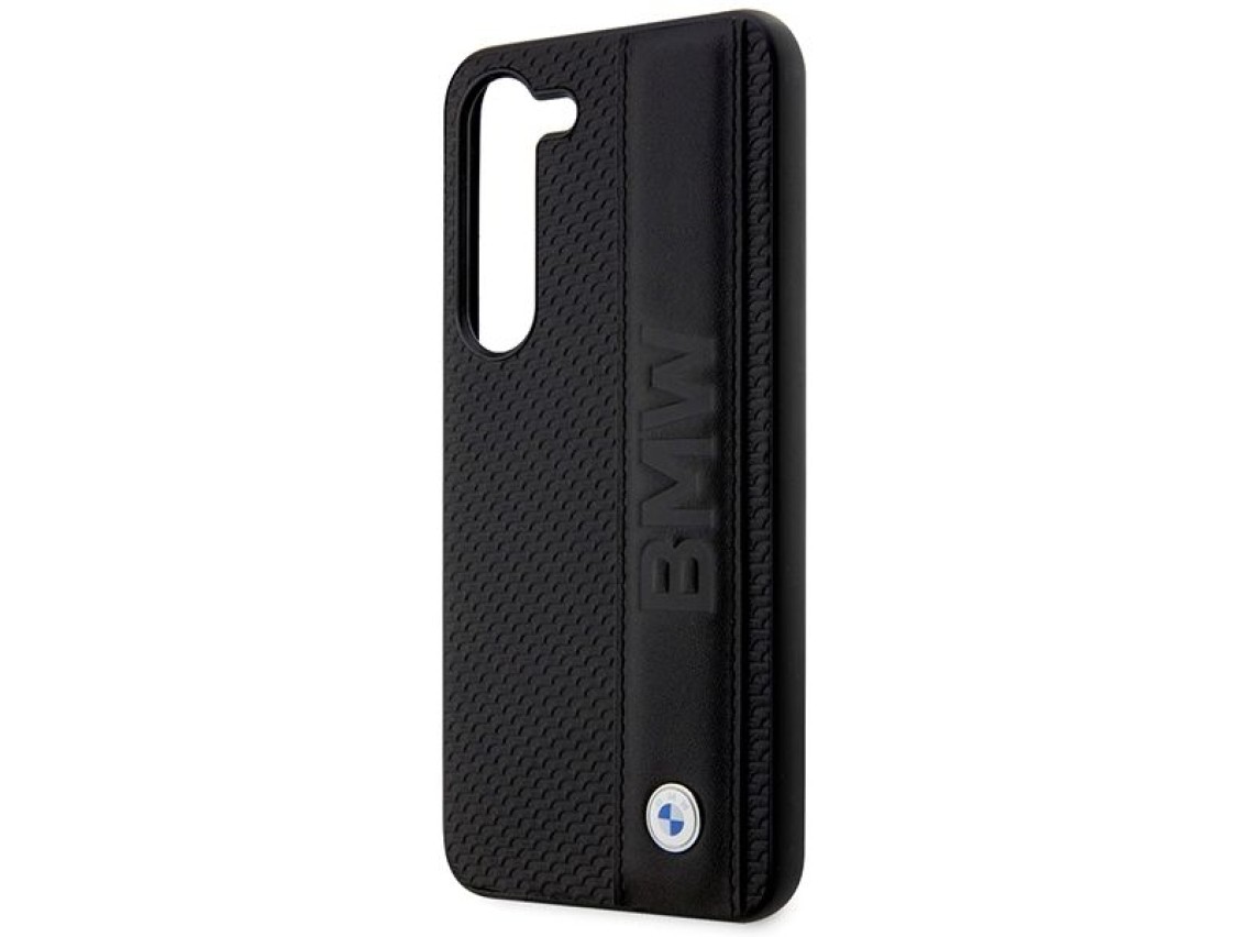 Capa rígida preta/preta para BMW BMHCS23M22RDPK S23+ S916 em couro texturizado e listrado.