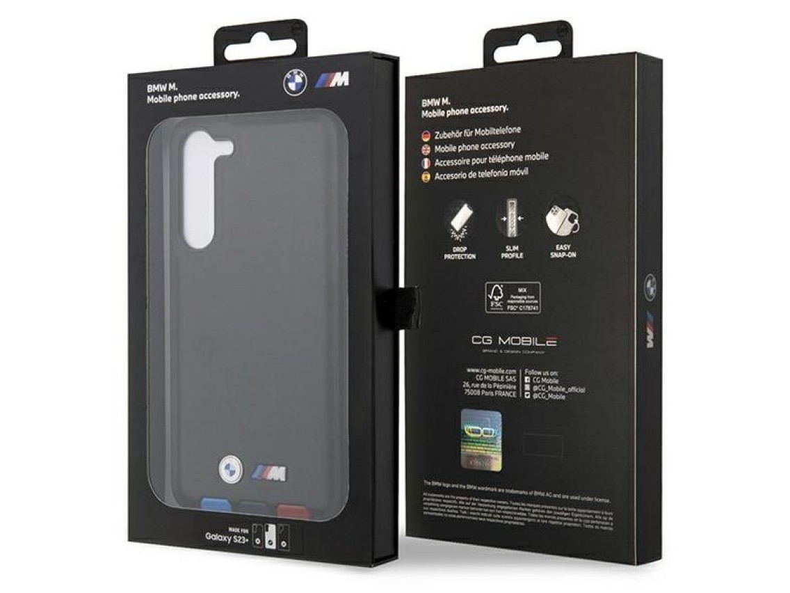 BMW BMHCS23M22PTDK S23+ S916 couro preto/preto com carimbo tricolor