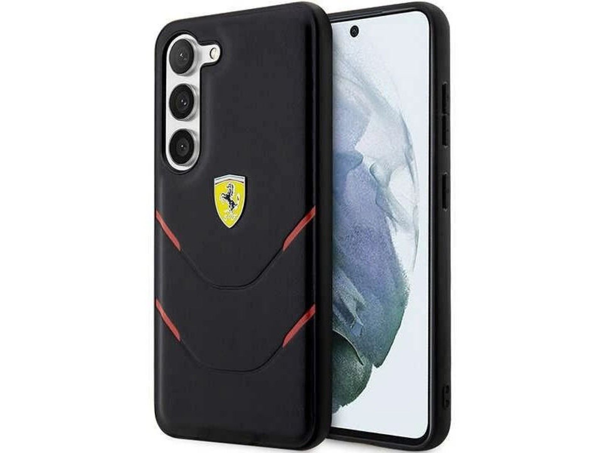 Estuche rígido Ferrari FEHCS23SPBAK S23 S911 negro/negro con líneas de estampado en caliente