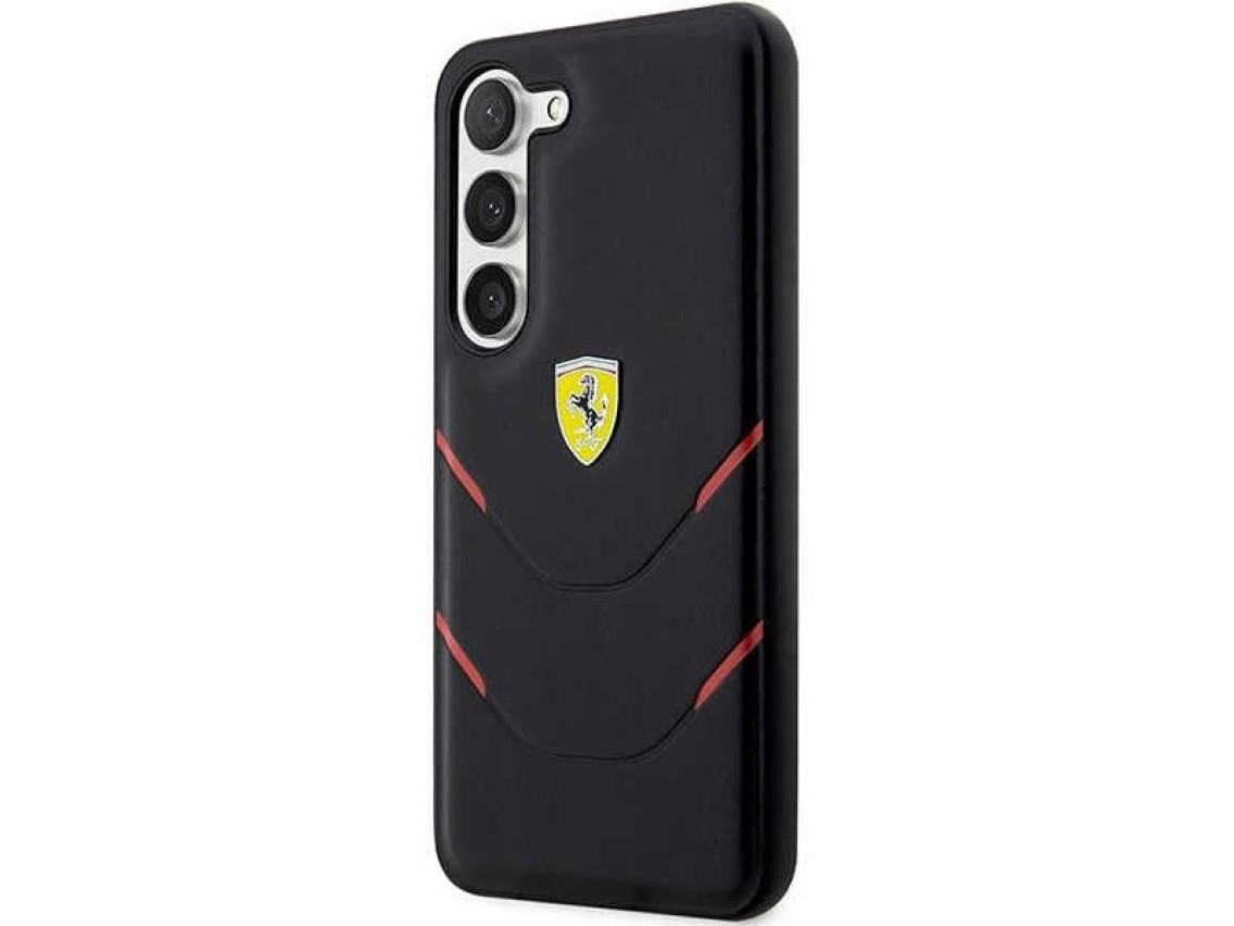 Estuche rígido Ferrari FEHCS23SPBAK S23 S911 negro/negro con líneas de estampado en caliente