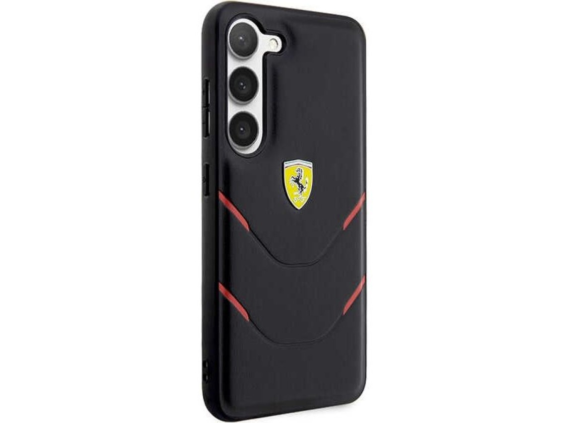 Estuche rígido Ferrari FEHCS23SPBAK S23 S911 negro/negro con líneas de estampado en caliente