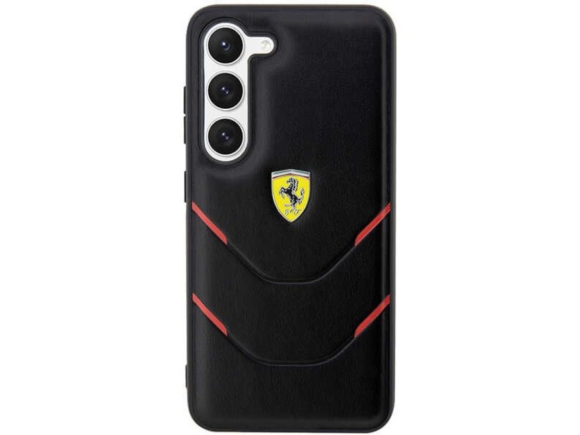 Estuche rígido Ferrari FEHCS23MPBAK S23+ S916 negro/negro con líneas de estampado en caliente