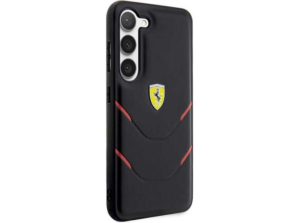 Estuche rígido Ferrari FEHCS23MPBAK S23+ S916 negro/negro con líneas de estampado en caliente