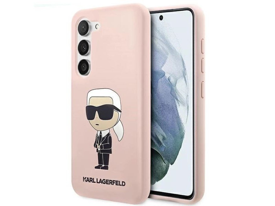 Karl Lagerfeld KLHCS23MSNIKBCP S23+ S916 estojo rígido rosa/rosa Silicone Ikonik