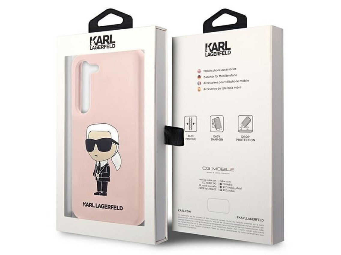 Karl Lagerfeld KLHCS23MSNIKBCP S23+ S916 estojo rígido rosa/rosa Silicone Ikonik