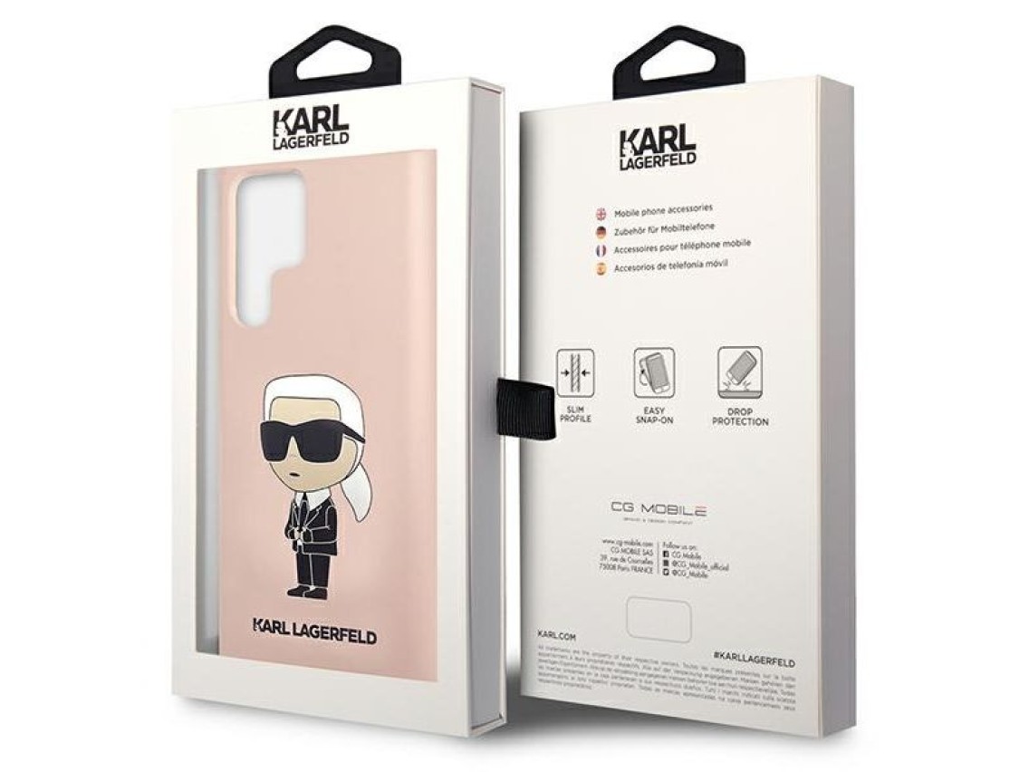 Karl Lagerfeld KLHCS23LSNIKBCP Sam S23 S918 Ultra capa rígida rosa/rosa Silicone Ikonik