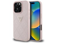 Funda Guess Hot Stamp 4G con logotipo triangular met�lico para iPhone 16 Pro - Rosa