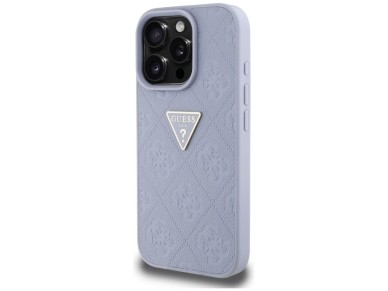 Capa Guess Hot Stamp 4G com padrão triangular e logotipo metálico para iPhone 16 Pro Max - Roxa Capa Guess Hot Stamp 4G com padrão triangular e logotipo metálico para iPhone 16 Pro Max - Roxa