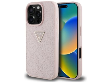 Funda Guess Hot Stamp 4G con logotipo triangular met�lico para iPhone 16 Pro - Rosa