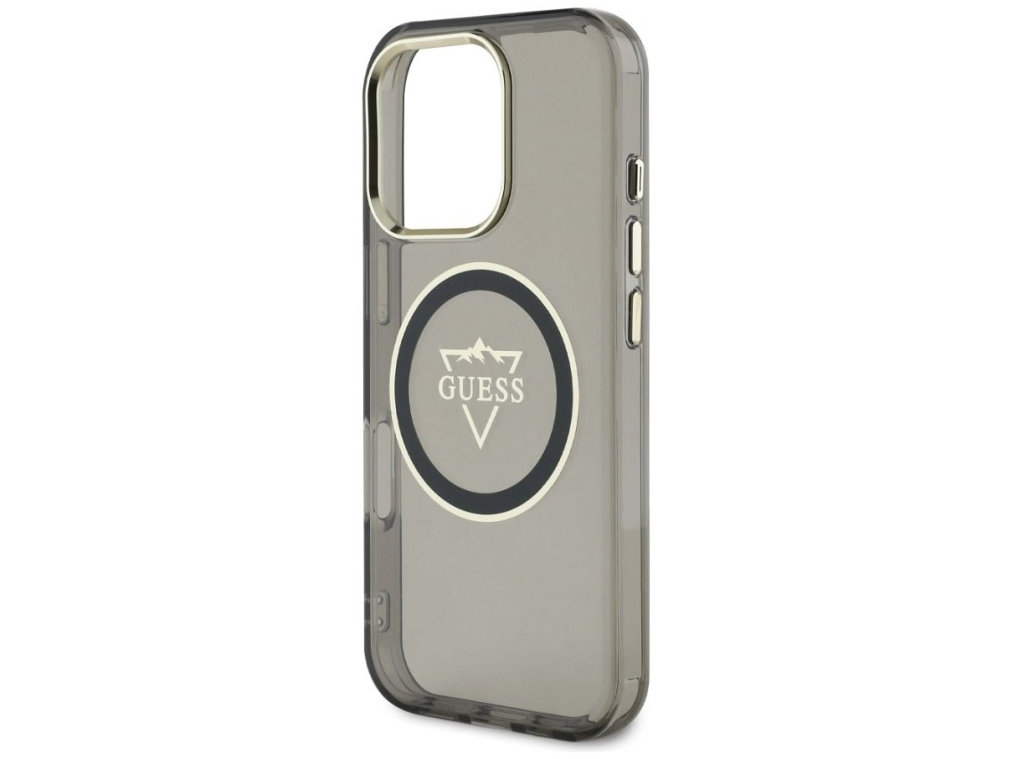 Funda Guess IML Metal Mountain Logo MagSafe para iPhone 16 Pro Max - Negra