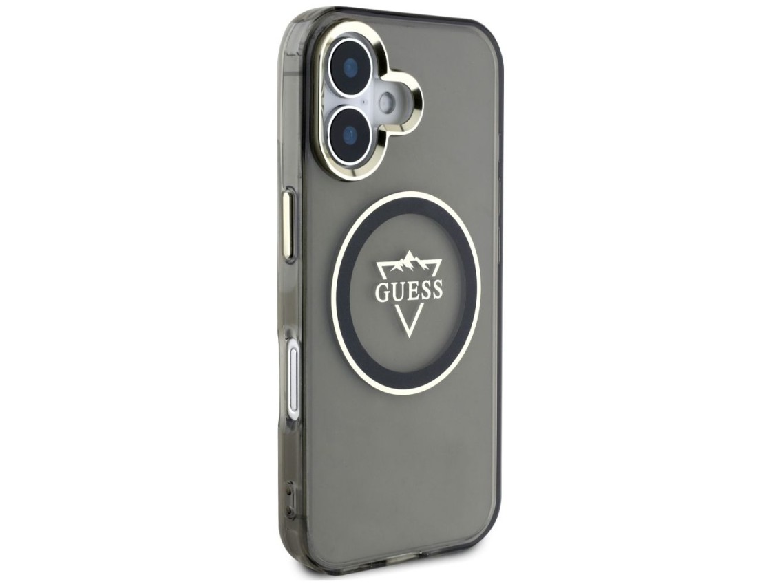 Guess IML Metal Mountain Logo MagSafe case for iPhone 16 - black