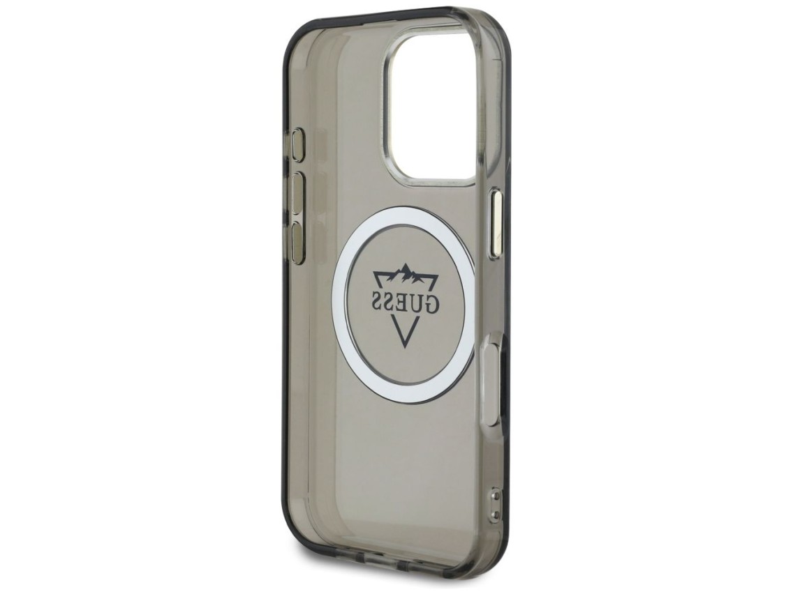 Capa Guess IML Metal Mountain Logo MagSafe para iPhone 16 Pro - Preta