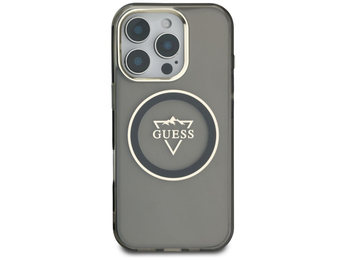 Capa Guess IML Metal Mountain Logo MagSafe para iPhone 16 Pro - Preta