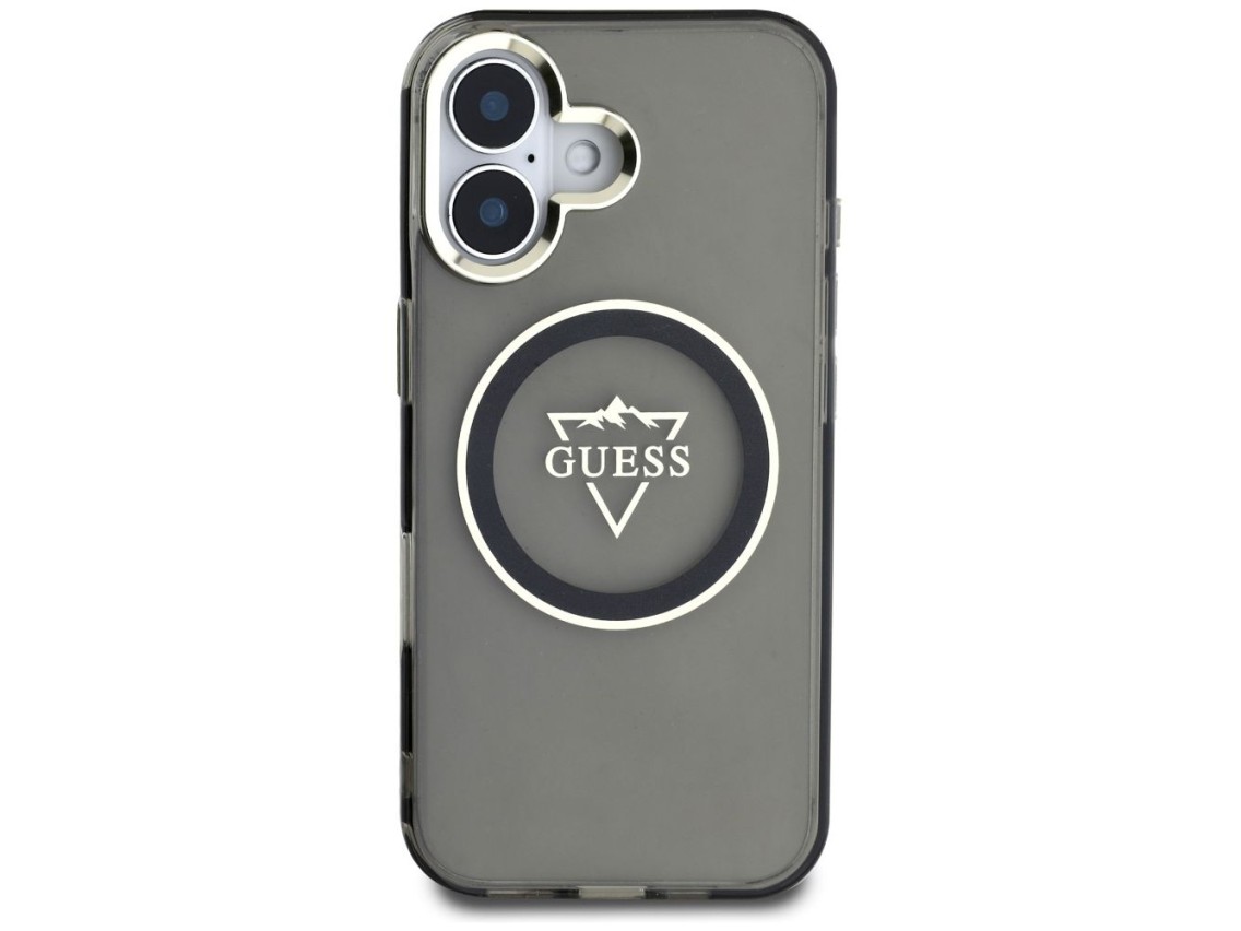 Guess IML Metal Mountain Logo MagSafe case for iPhone 16 - black