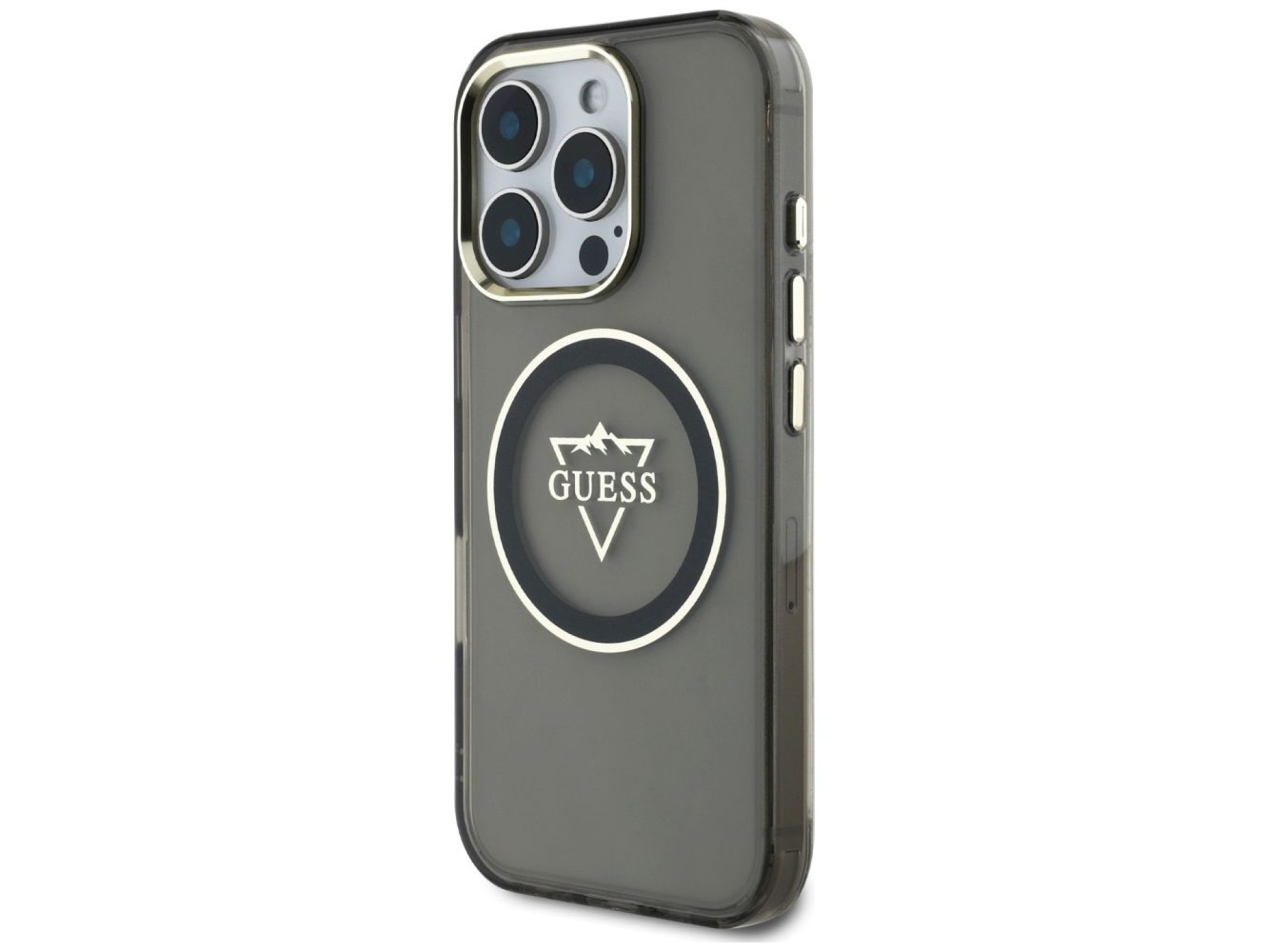 Funda Guess IML Metal Mountain Logo MagSafe para iPhone 16 Pro Max - Negra