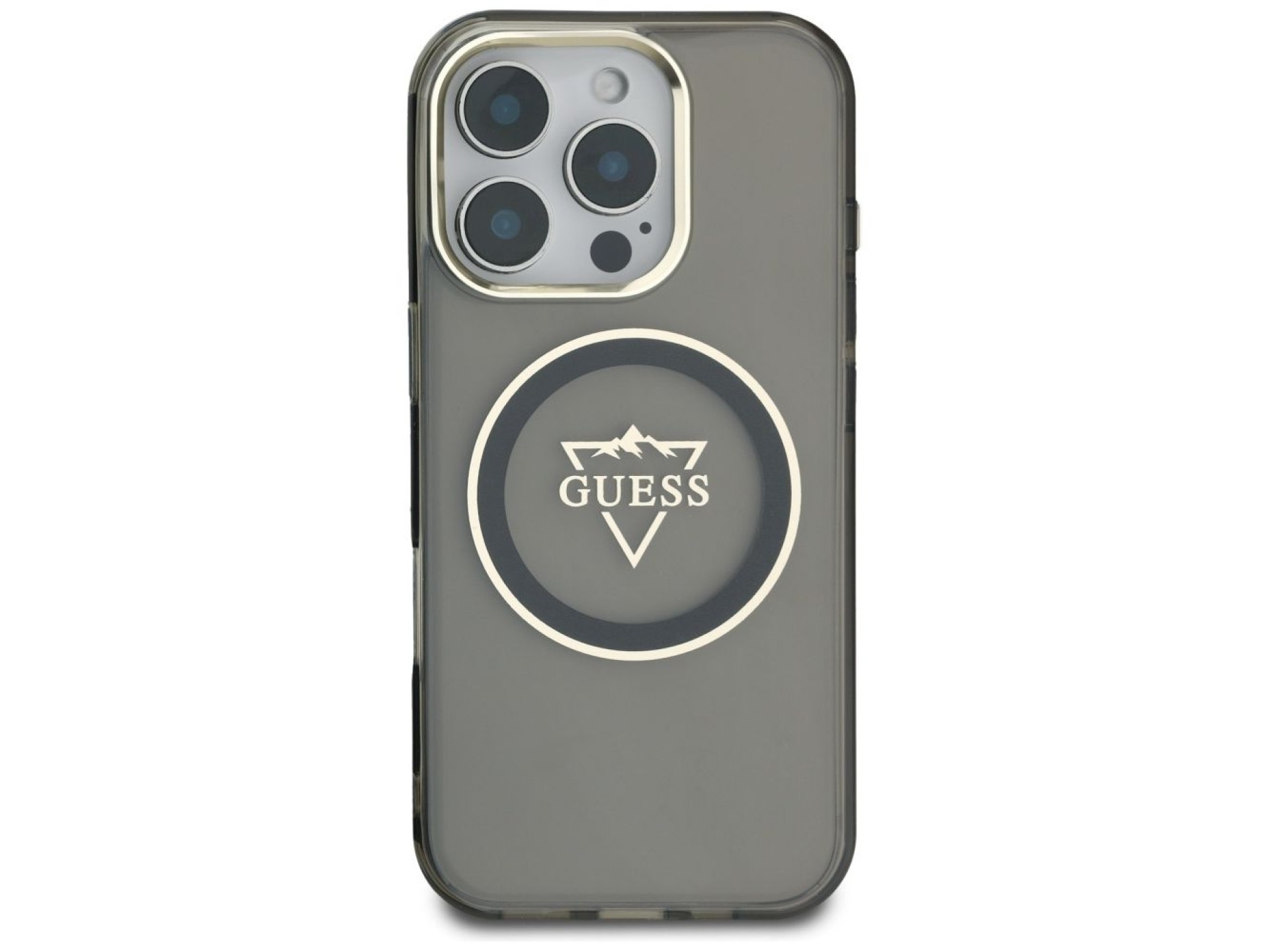 Capa Guess IML Metal Mountain Logo MagSafe para iPhone 16 Pro - Preta