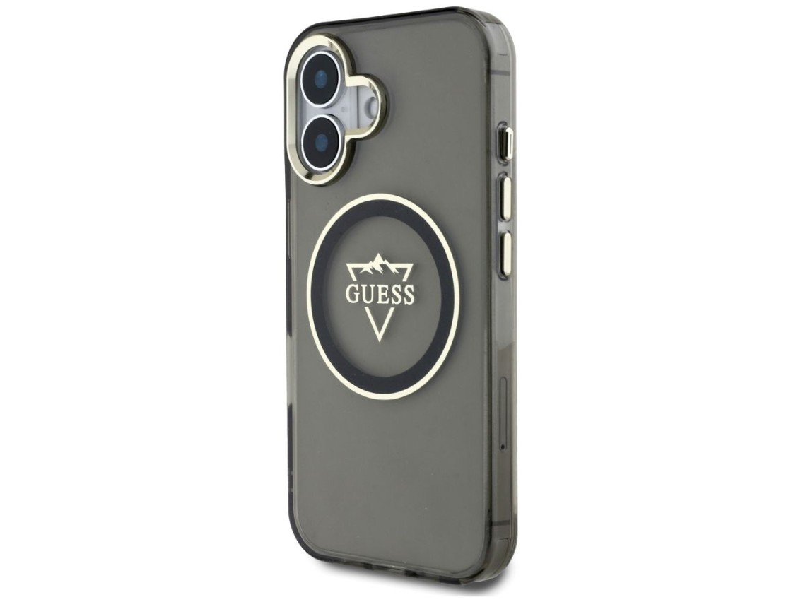 Guess IML Metal Mountain Logo MagSafe case for iPhone 16 - black