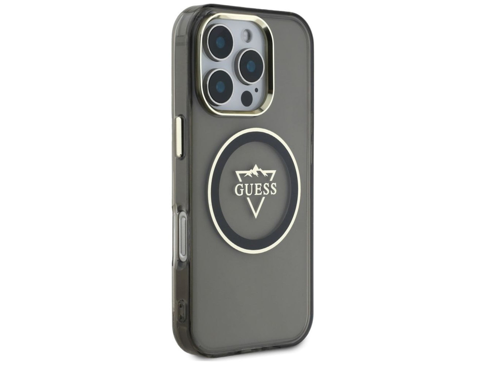 Funda Guess IML Metal Mountain Logo MagSafe para iPhone 16 Pro Max - Negra
