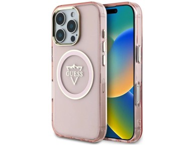 Guess IML Metal Mountain Logo MagSafe iPhone 16 Pro Max Case - Pink Guess IML Metal Mountain Logo MagSafe iPhone 16 Pro Max Case - Pink