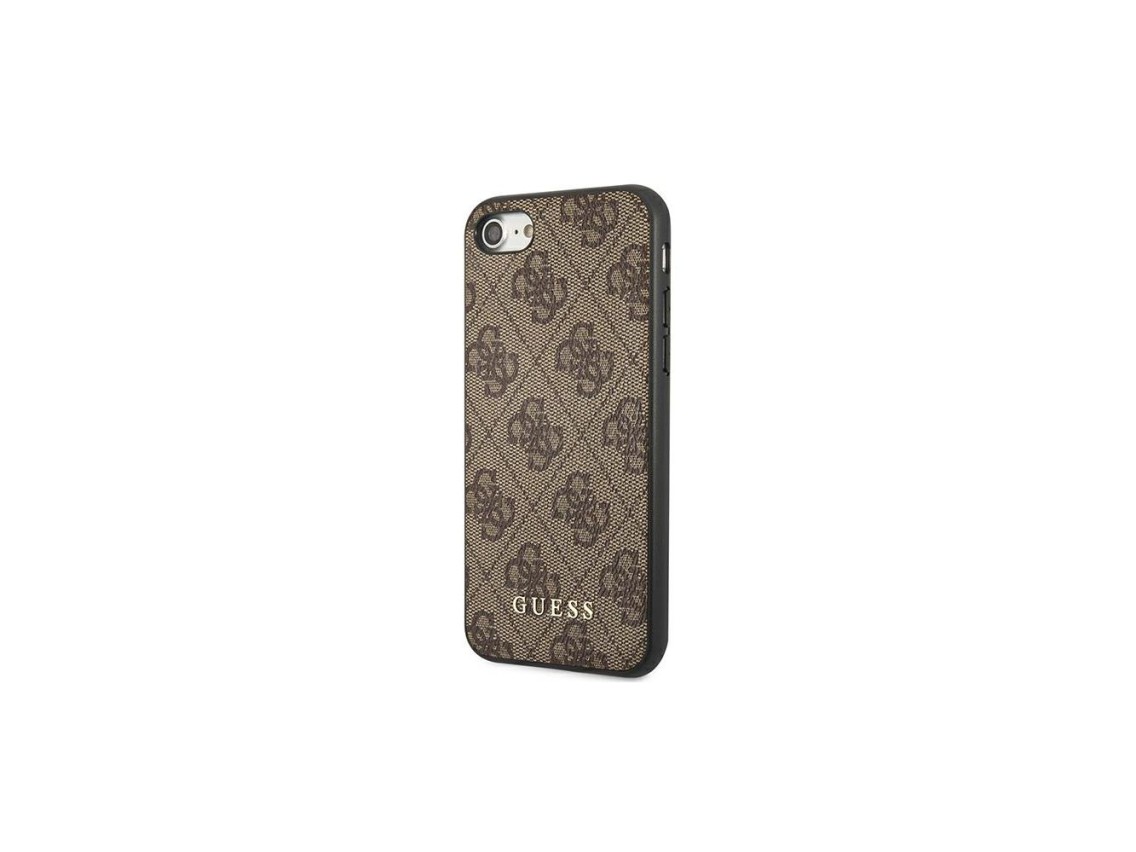 Capa Guess 4G Metal com Logo Dourado para iPhone SE 2022 / 2020 / 7 / 8 - Marrom