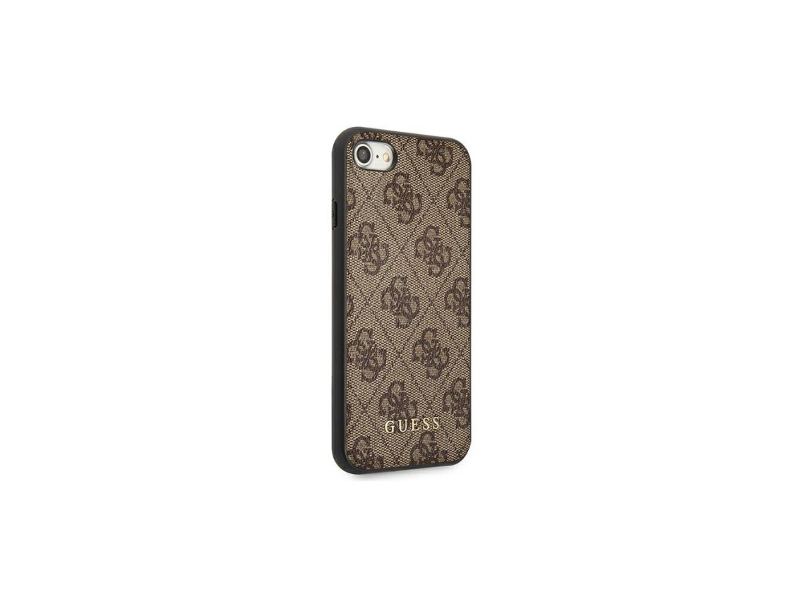 Capa Guess 4G Metal com Logo Dourado para iPhone SE 2022 / 2020 / 7 / 8 - Marrom