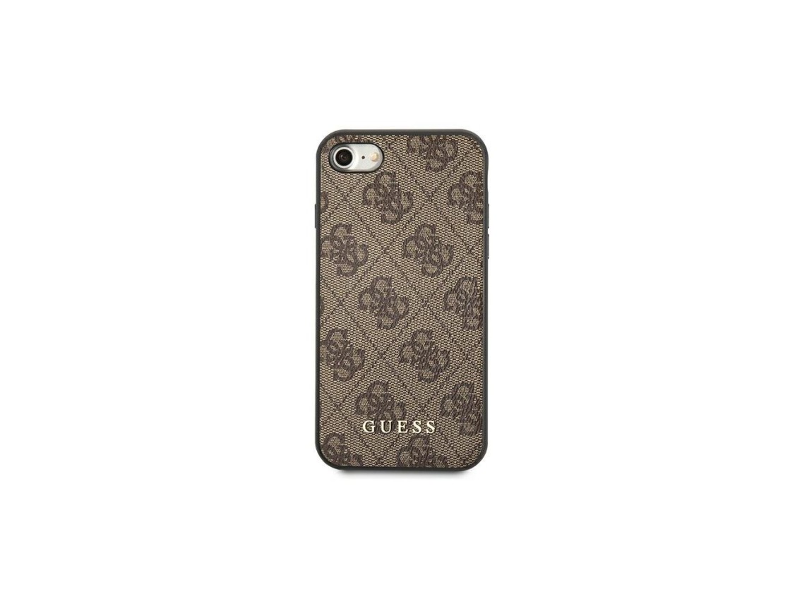 Capa Guess 4G Metal com Logo Dourado para iPhone SE 2022 / 2020 / 7 / 8 - Marrom