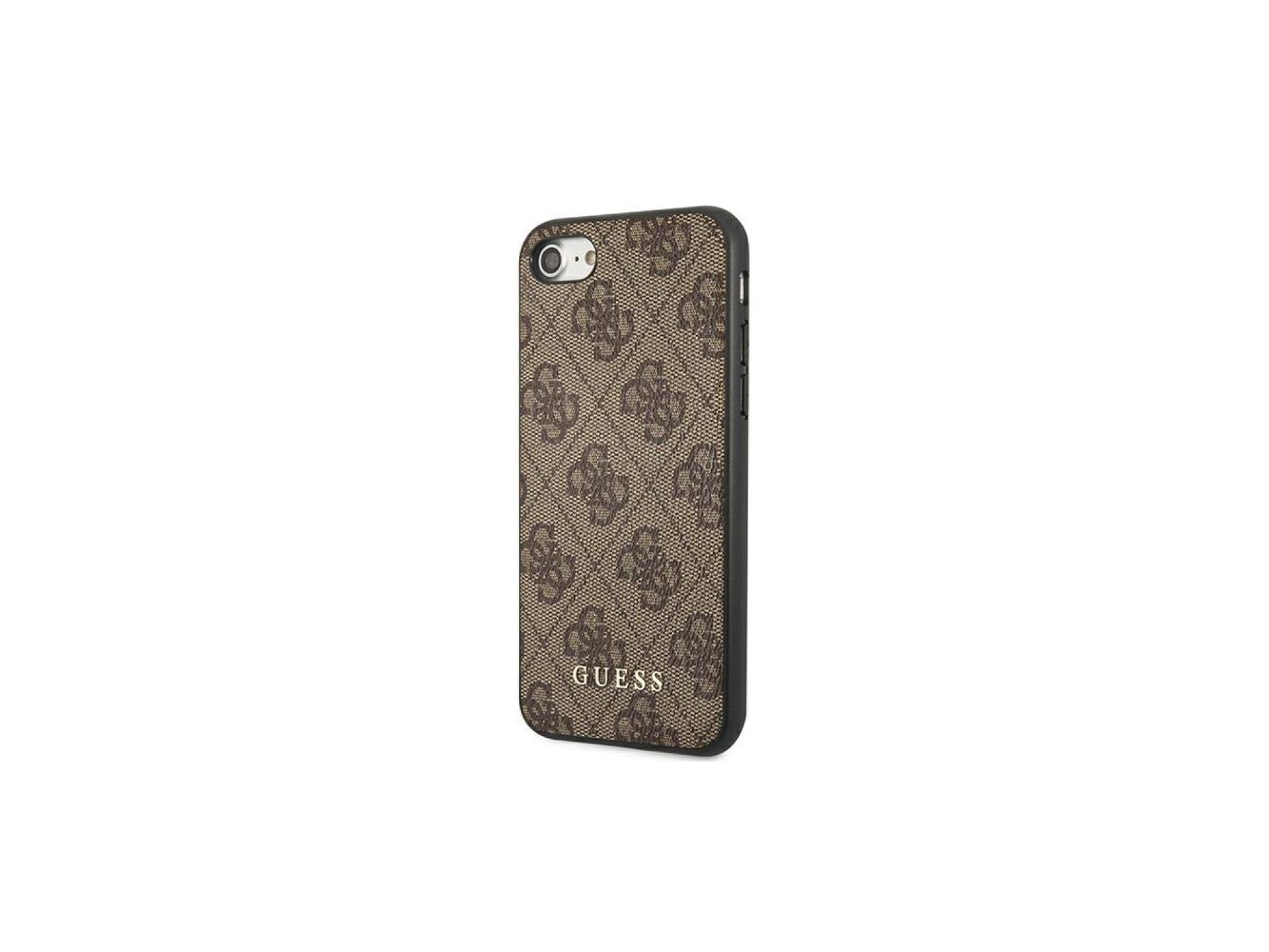Capa Guess 4G Metal com Logo Dourado para iPhone SE 2022 / 2020 / 7 / 8 - Marrom