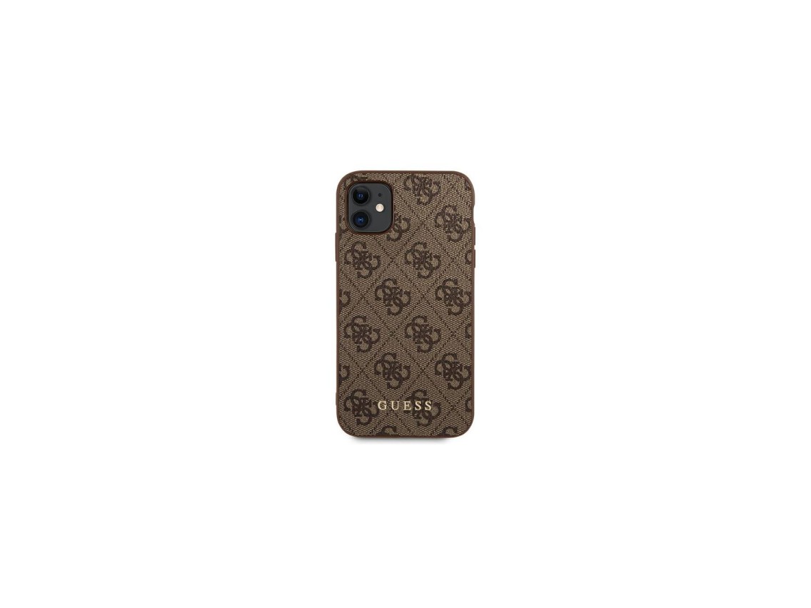 Capa Guess 4G Metal com Logo Dourado para iPhone 11 / Xr 6.1" - Marrom