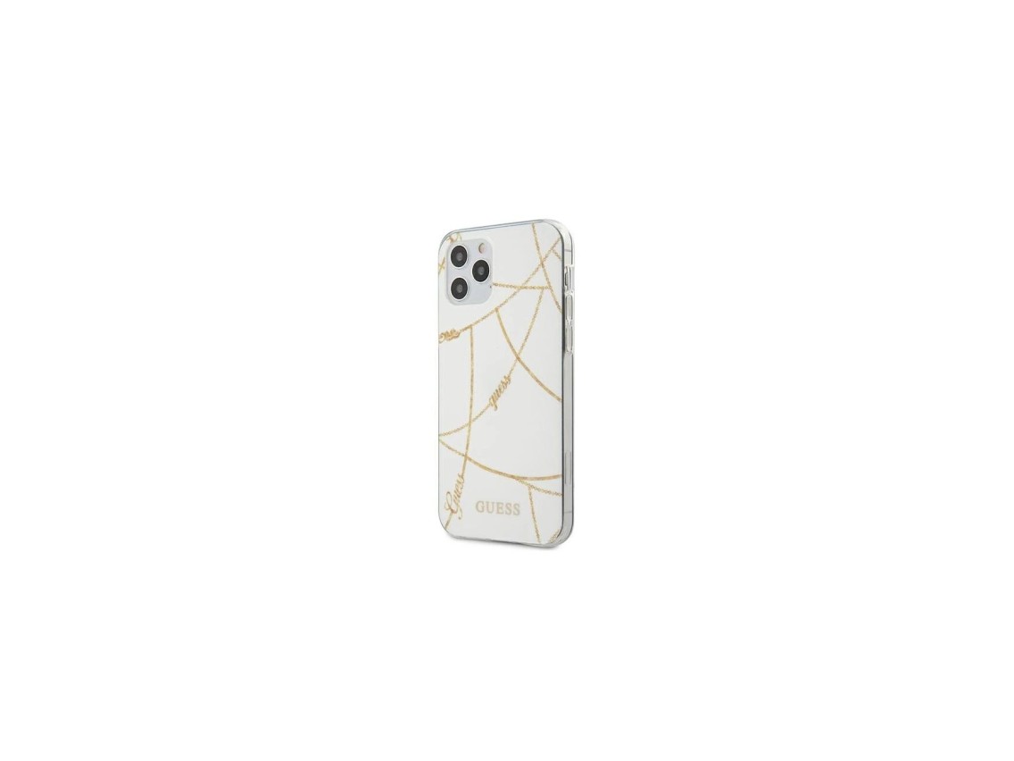 Capa Guess Gold Chain Collection para iPhone 12 Pro Max de 6,7" - Branca