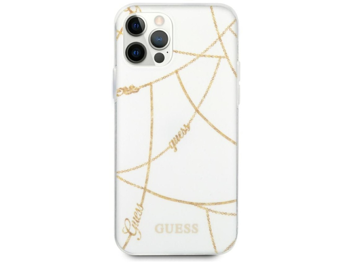 Capa Guess Gold Chain Collection para iPhone 12 Pro Max de 6,7" - Branca