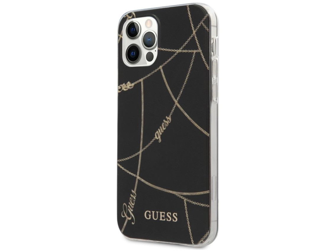 Funda Guess Gold Chain Collection para iPhone 12 Pro Max de 6,7" - Negra