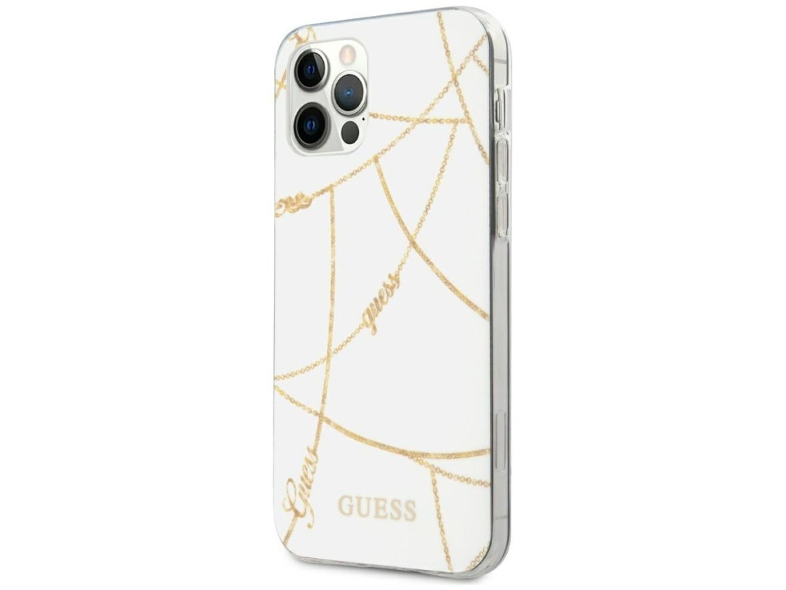 Capa Guess Gold Chain Collection para iPhone 12 Pro Max de 6,7" - Branca