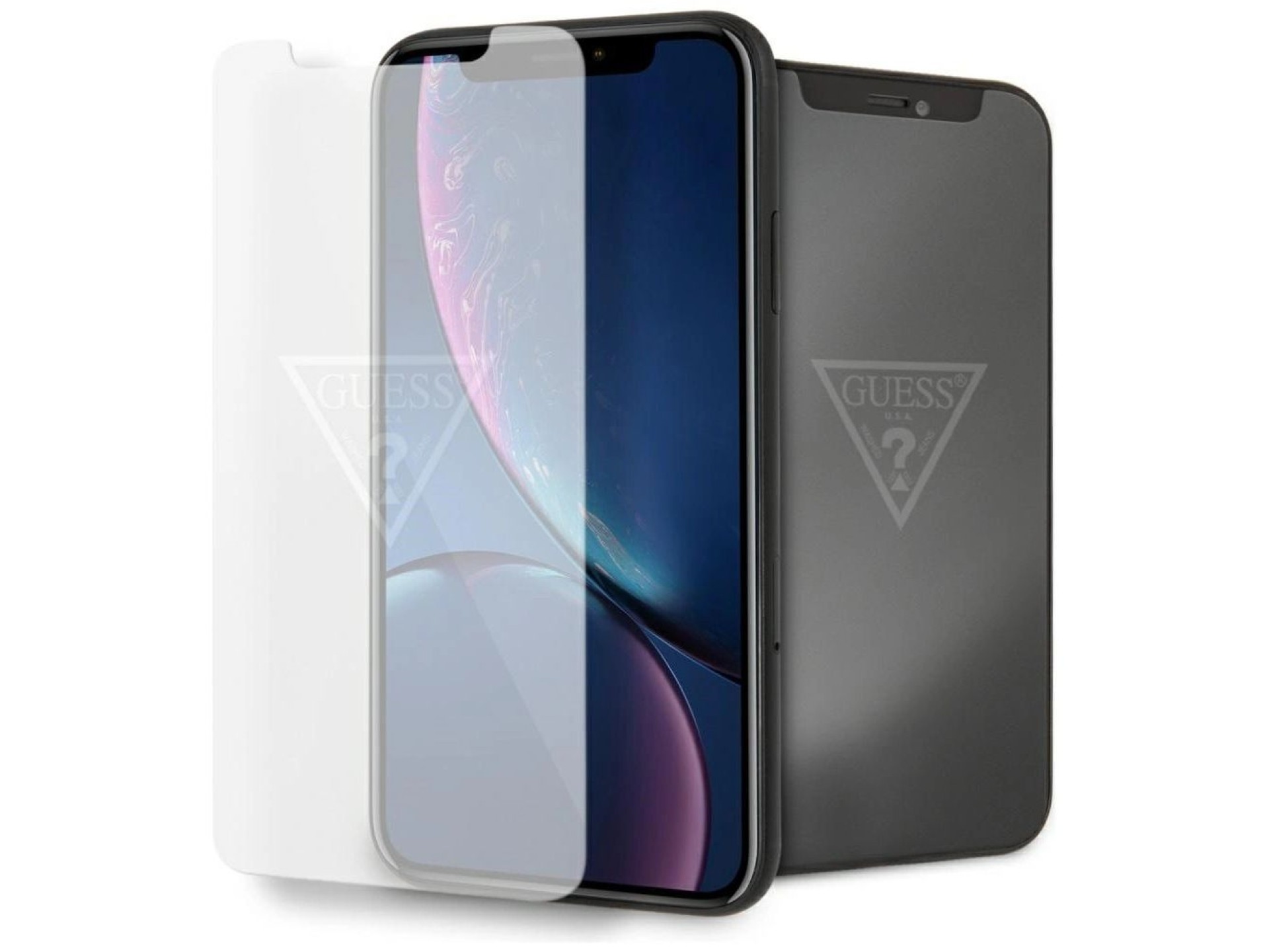 Película de vidro temperado com logo invisível da Guess para iPhone XR