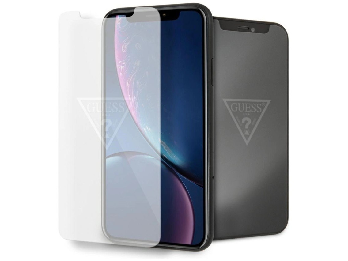 Película de vidro temperado com logo invisível da Guess para iPhone XR