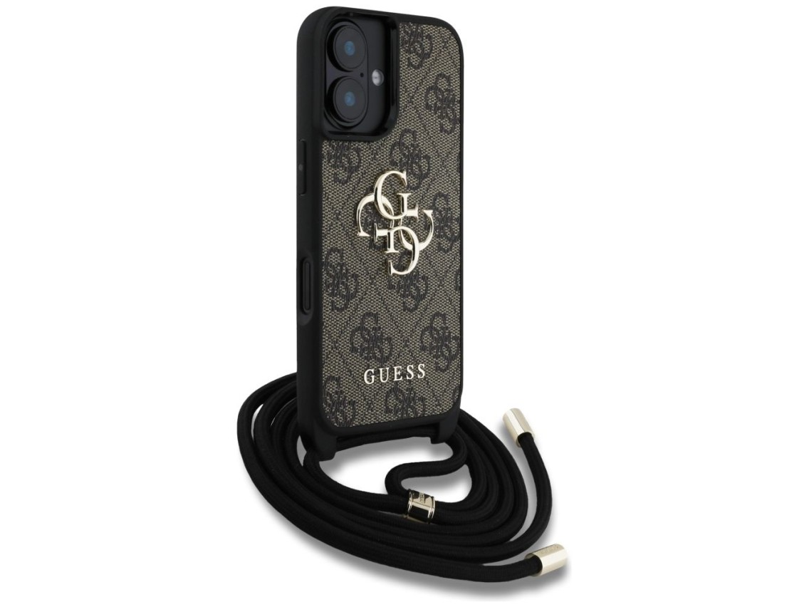 Guess 4G Big Logo Cord Stap Crossbody Case for iPhone 16 Brown