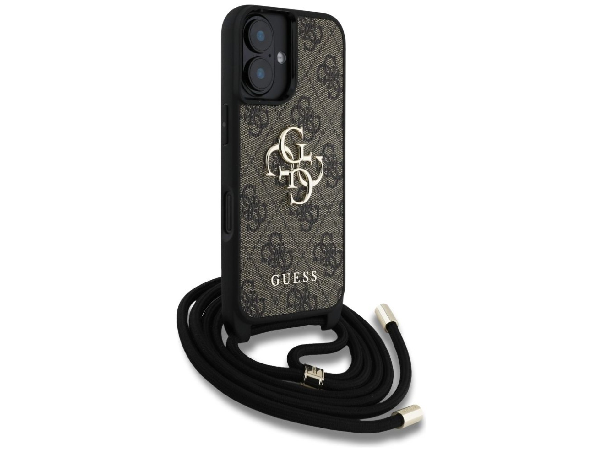Guess 4G Big Logo Cord Stap Crossbody Case for iPhone 16 Brown