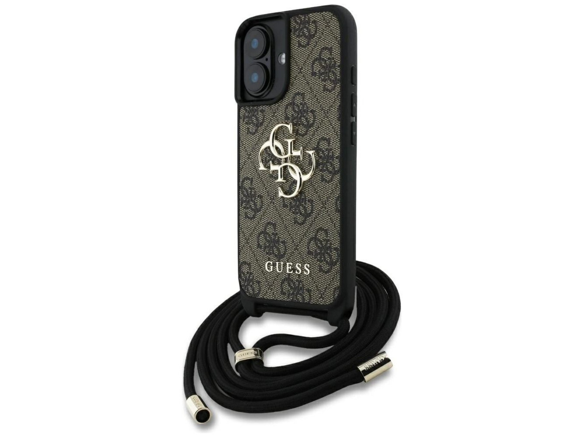 Guess 4G Big Logo Cord Stap Crossbody Case for iPhone 16 Brown