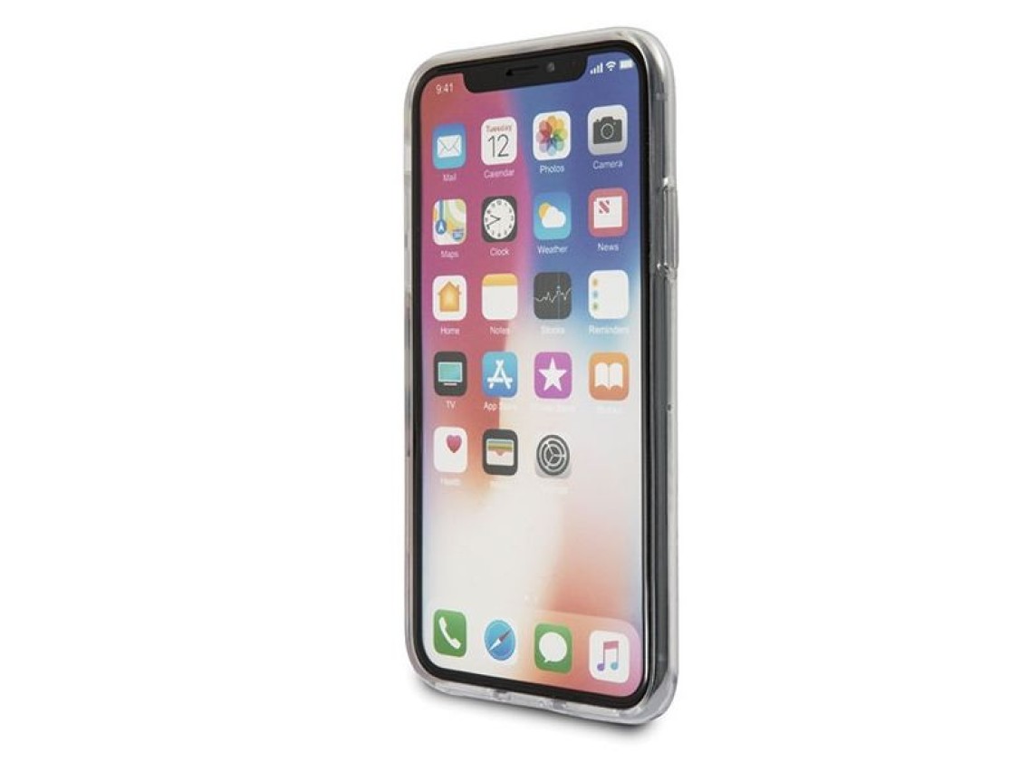 Funda Guess Flower Desire Rosa Roja para iPhone X - Transparente